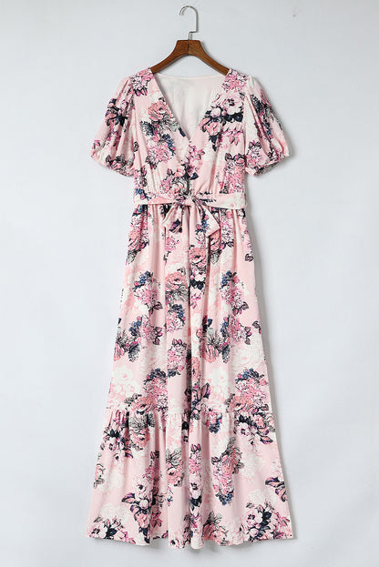 Floral Surplice Neck Dress